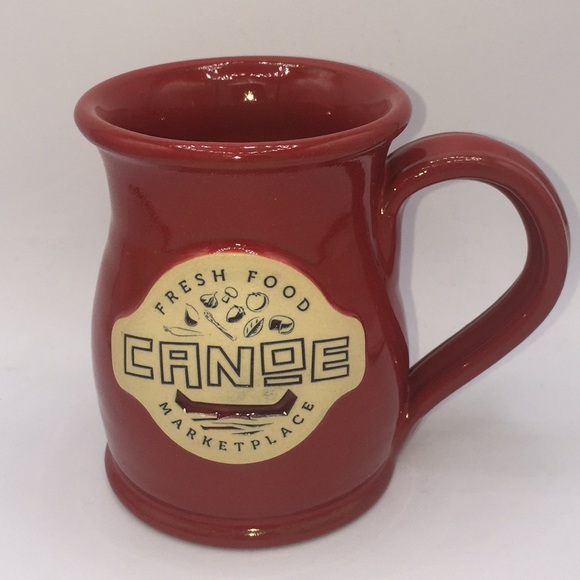 Canoe Fresh Food Marketplace Deneen Pottery 2017 Coffee or Tea Mug Red USA - Picture 1 of 9